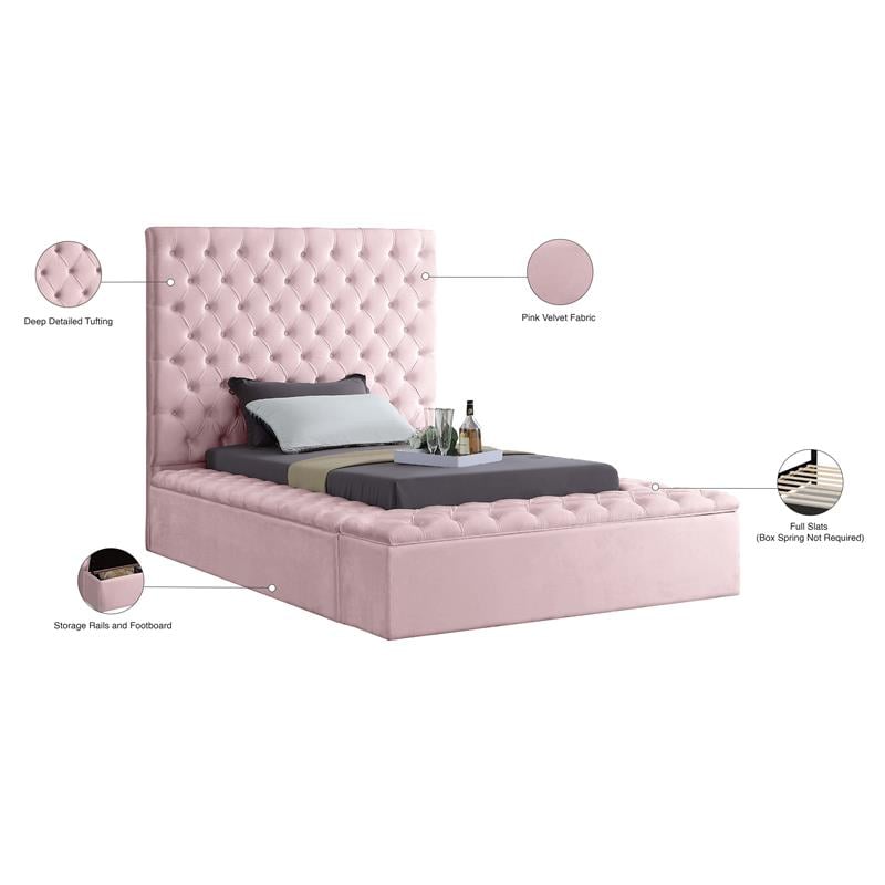 Tufted pink store bed