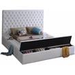 Meridian Furniture Bliss Solid Wood Tufted Velvet Queen Bed in White