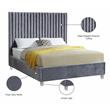 Meridian Furniture Candace Solid Wood Tufted Velvet Full Bed in Gray