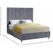 Meridian Furniture Candace Solid Wood Tufted Velvet Full Bed in Gray