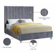 Meridian Furniture Candace Solid Wood Tufted Velvet King Bed in Gray