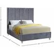 Meridian Furniture Candace Solid Wood Tufted Velvet King Bed in Gray