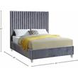 Meridian Furniture Candace Solid Wood Tufted Velvet Queen Bed in Gray