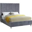 Meridian Furniture Candace Solid Wood Tufted Velvet Queen Bed in Gray
