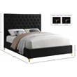 Meridian Furniture Cruz Solid Wood Tufted Velvet Full Bed in Black