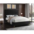 Meridian Furniture Cruz Solid Wood Tufted Velvet Full Bed in Black
