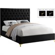 Meridian Furniture Cruz Solid Wood Tufted Velvet King Bed in Black