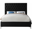 Meridian Furniture Cruz Solid Wood Tufted Velvet Queen Bed in Black