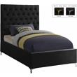 Meridian Furniture Cruz Solid Wood Tufted Velvet Twin Bed in Black