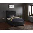 Meridian Furniture Cruz Solid Wood Tufted Velvet Twin Bed in Black