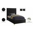 Meridian Furniture Cruz Solid Wood Tufted Velvet Twin Bed in Black