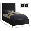 Meridian Furniture Cruz Solid Wood Tufted Velvet Twin Bed in Black