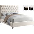 Meridian Furniture Cruz Solid Wood Tufted Velvet Full Bed in Cream