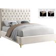Meridian Furniture Cruz Solid Wood Tufted Velvet Full Bed in Cream