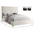 Meridian Furniture Cruz Solid Wood Tufted Velvet Queen Bed in Cream