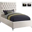 Meridian Furniture Cruz Solid Wood Tufted Velvet Twin Bed in Cream