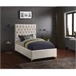 Meridian Furniture Cruz Solid Wood Tufted Velvet Twin Bed in Cream