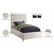 Meridian Furniture Cruz Solid Wood Tufted Velvet Twin Bed in Cream