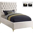 Meridian Furniture Cruz Solid Wood Tufted Velvet Twin Bed in Cream