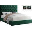 Meridian Furniture Cruz Solid Wood Tufted Velvet King Bed in Green