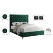 Meridian Furniture Cruz Solid Wood Tufted Velvet King Bed in Green