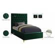 Meridian Furniture Cruz Solid Wood Tufted Velvet Twin Bed in Green