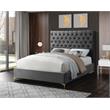 Meridian Furniture Cruz Solid Wood Tufted Velvet King Bed in Gray