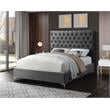 Meridian Furniture Cruz Solid Wood Tufted Velvet Queen Bed in Gray