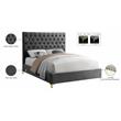 Meridian Furniture Cruz Solid Wood Tufted Velvet Queen Bed in Gray