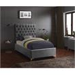 Meridian Furniture Cruz Solid Wood Tufted Velvet Twin Bed in Gray