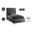Meridian Furniture Cruz Solid Wood Tufted Velvet Twin Bed in Gray