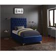 Meridian Furniture Cruz Solid Wood Tufted Velvet Twin Bed in Navy