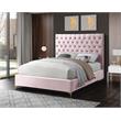 Meridian Furniture Cruz Solid Wood Tufted Velvet Queen Bed in Pink