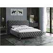 Meridian Furniture Delano Solid Wood Tufted Velvet King Bed in Gray