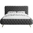 Meridian Furniture Delano Solid Wood Tufted Velvet King Bed in Gray