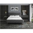 Meridian Furniture Delano Solid Wood Tufted Velvet Queen Bed in Gray