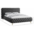 Meridian Furniture Delano Solid Wood Tufted Velvet Queen Bed in Gray