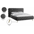 Meridian Furniture Delano Solid Wood Tufted Velvet Queen Bed in Gray