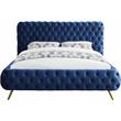 Meridian Furniture Delano Solid Wood Tufted Velvet King Bed in Navy