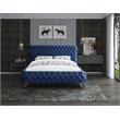 Meridian Furniture Delano Solid Wood Tufted Velvet King Bed in Navy