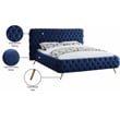 Meridian Furniture Delano Solid Wood Tufted Velvet Queen Bed in Navy