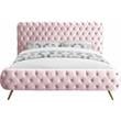 Meridian Furniture Delano Solid Wood Tufted Velvet King Bed in Pink
