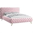 Meridian Furniture Delano Solid Wood Tufted Velvet Queen Bed in Pink