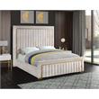 Meridian Furniture Dolce Solid Wood and Velvet King Bed in Cream