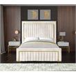 Meridian Furniture Dolce Solid Wood and Velvet King Bed in Cream