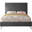 Meridian Furniture Jasmine Contemporary Velvet Queen Bed in Gray