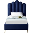 Meridian Furniture Lily Solid Wood and Tufted Velvet Twin Bed in Navy