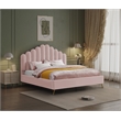 Meridian Furniture Lily Solid Wood and Tufted Velvet King Bed in Pink