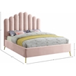 Meridian Furniture Lily Solid Wood and Tufted Velvet King Bed in Pink