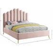 Meridian Furniture Lily Solid Wood and Tufted Velvet Queen Bed in Pink